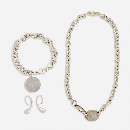 Tiffany & Co., Silver necklace and bracelet and Peretti earrings