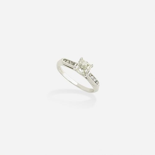 Diamond and platinum diamond engagement ring