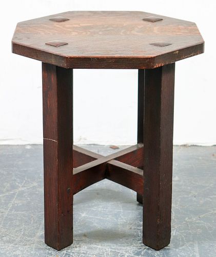 L & J.C. Stickley Craftsman Oak Side Table / Stool