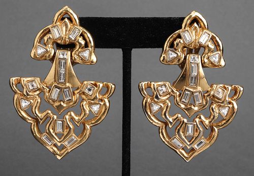 Yves Saint Laurent Gold-Tone & Faux Jewel Earrings