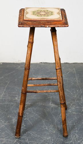 Aesthetic Tile Top Bamboo Pedestal Stool