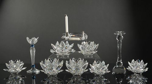 Swarovski, 10 Boxed Crystal Candlesticks and Holders