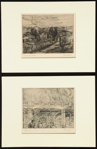 MARY HUNTOON (1896-1970) PENCIL SIGNED ETCHINGS