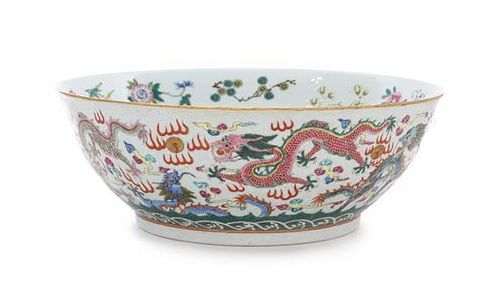 A Famille Rose Porcelain Bowl Diameter 10 3/4 inches.