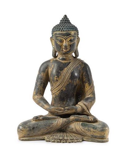 A Bronze Figure of Buddha Height 13 inches.