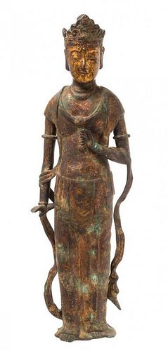 * A Gilt Bronze Figure of a Bodhisattva Height 30 inches.