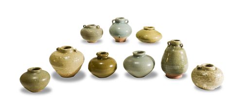 9 Small Chinese Pottery Urns. Ming and Later