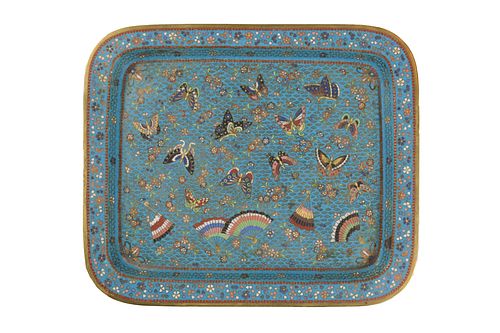 Chinese Light-Blue Cloisonne Platter, 18-19th Century