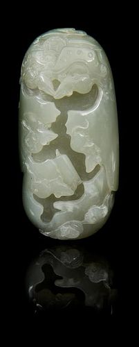 * A Carved Jade Toggle Length 3 1/4 inches.