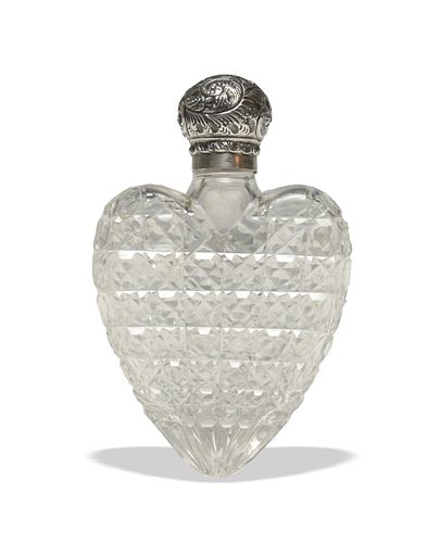 Heart-Form Glass Flask with English Sterling Cap