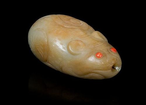 * A Carved Jade Snuff Bottle Length 3 1/4 inches.