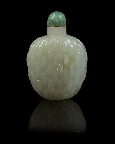 A Celadon Jade Snuff Bottle Height 2 1/4 inches.