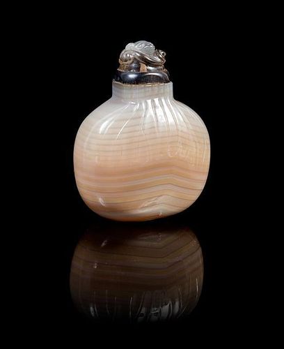 A Banded Agate Snuff Bottle Height 2 5/8 inches.