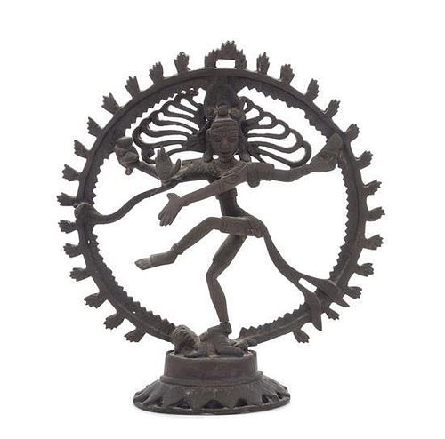 * An Indian Bronze Figure of Shiva Nataraja Height 10 1/2 inches.