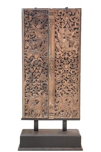 Cambodian 18th Century Carved Wood Panels