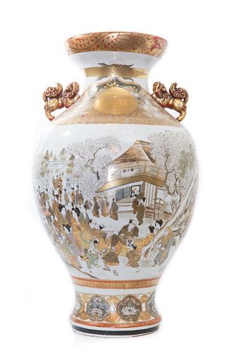 1900 Meiji Japanese Kutani Satsuma Porcelain Huge exhibition Vase