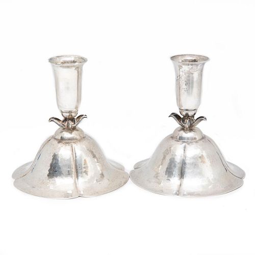 Pair of Randahl Signed Sterling Candle Sticks