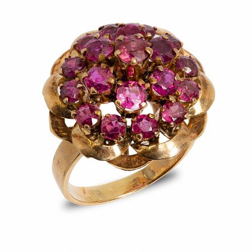 GIA Gold and Ruby Harem dome Ring
