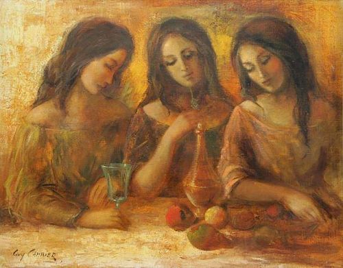 CAMBIER, Guy. Oil on Canvas. Three Woman at a
