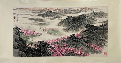 Song Wenzhi, 'The Spring Scenery of Taihu Lake' Paper Ink Painting