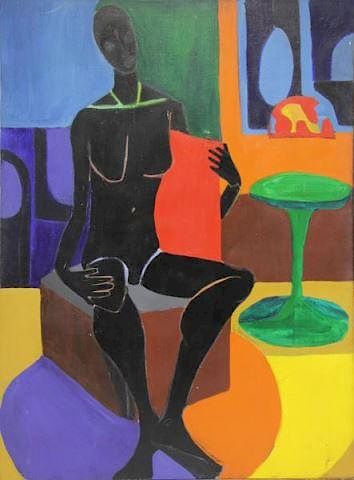 MCCANNON, Dindga. Acrylic on Canvas. Seated Nude