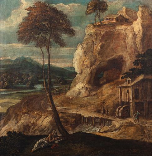 Scuola veneta, secolo XVI - Saint Jerome in a landscape