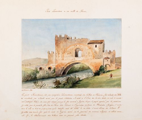 Scuola francese prima metà del XIX secolo - "Pont Lamentano a un mille de Rome", 1831