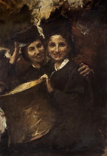 Antonio Mancini (Roma 1852-1930)  - The two sisters