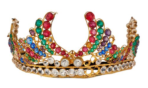 A PASTE TIARA AND A QUANTITY OF COSTUME JEWELLERY, the poly