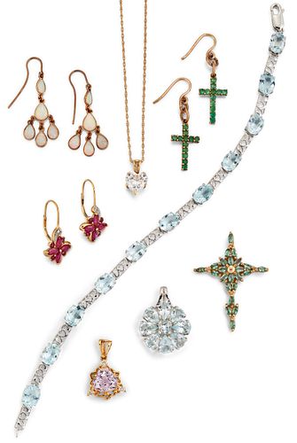 A QUANTITY OF MIXED GEMSET AND GOLD JEWELLERY, to include a