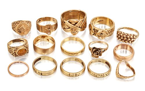 A QUANTITY OF 9CT GOLD RINGS, a quantity of variously marke