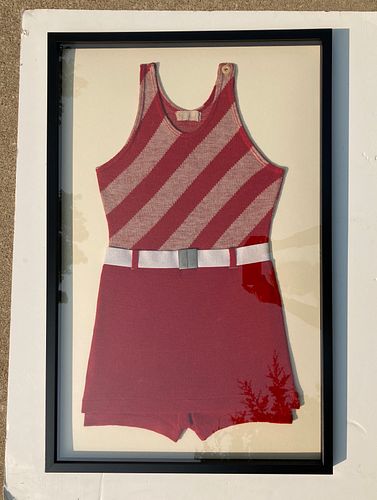 1920s Red Stripe Swim Suit