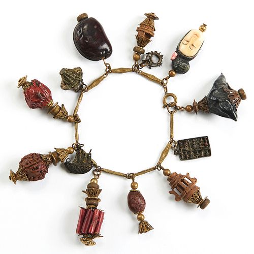 Chinese Charm Bracelet w/ Carved Nuts