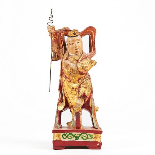 19th c. Chinese Wood Carved Guardian Figure