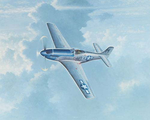 David Poole USA WWII Fighter Plane Oil on Board