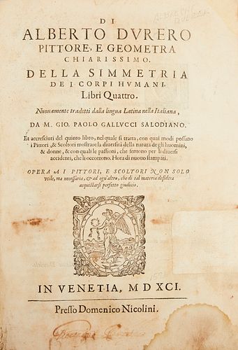 Albrecht Durer "Della Simmetria De I Corpi Humani" 1591