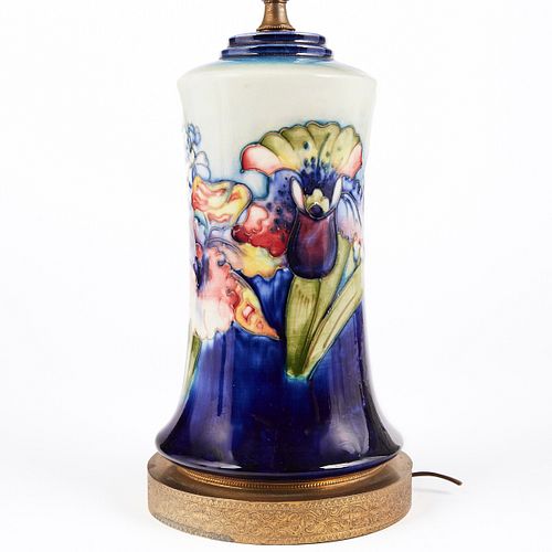 Moorcroft Art Deco English Pottery Iris Lamp Base