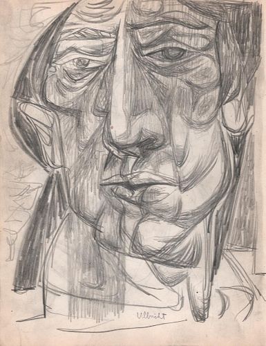 John Ulbricht, Portrait of a Man, Graphite Drawing 1949 