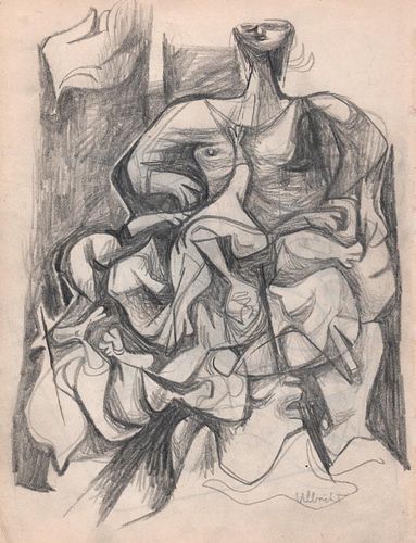 John Ulbricht,Portrait of Woman, Graphite on Paper, 1949