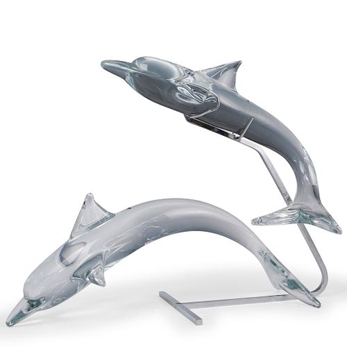Daum Crystal Dolphin Sculpture