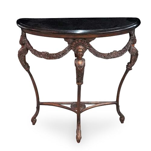 Gilt Metal and Marble Top Console Table