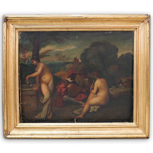 Antique Painting After Titian "Pastoral Concert"