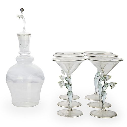 Lauscha Bimini Figural Decanter & Glass Set