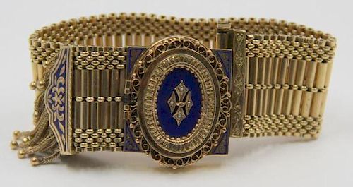 JEWELRY. 14kt Albion Watch with Enamel Decoration.