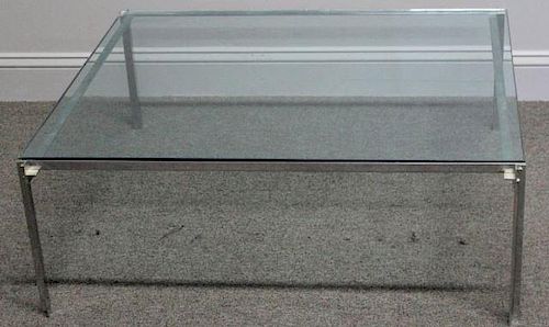 Midcentury Chrome and Glass Coffee Table.