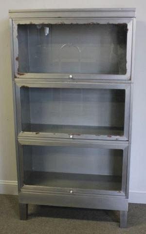 Midcentury Industrial Steel Barristers Bookcase.