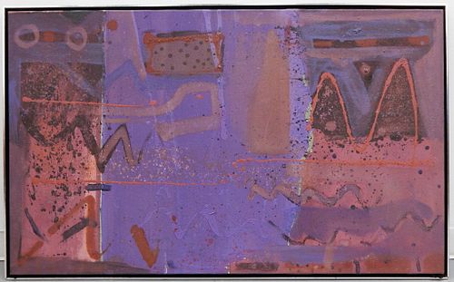 Sam Nhlengethwa Purple Geometric Abstract Painting