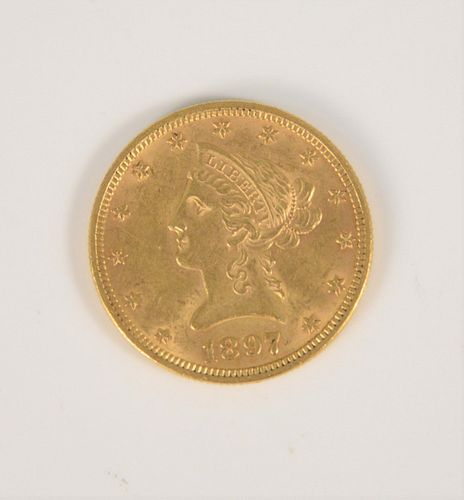 1897 $10 Liberty Head gold coin, XF.