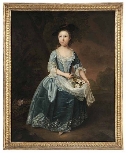 18th Century English Portrait Of A Young Girl Attributed To Philip Mercier