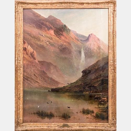 Alfred de Bréanski, Sr. (1852-1928) Scottish Highland Scene Oil on canvas